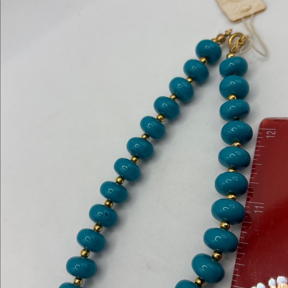 VTG Lucite Turquoise Beaded Necklace disk shaped beads colorful artsy boho NWT - Picture 5 of 8